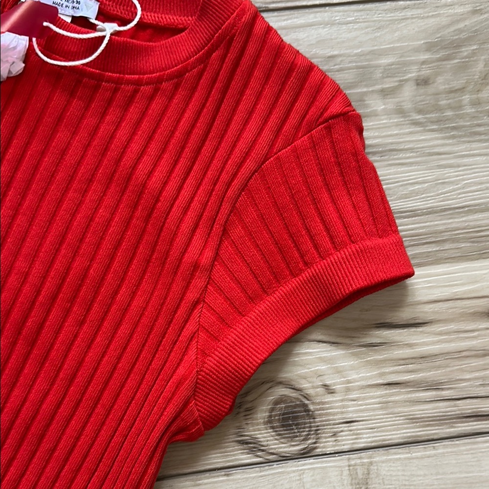 Zara Women’s Red Ribbed Mini Top - Picture 6 of 9